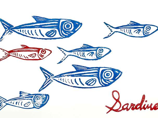 Art & Sip: Fish Block Printing on Napkins