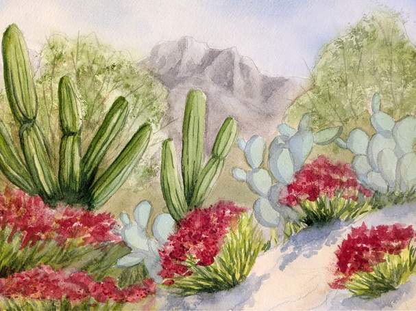 rt & Sip: Watercolor Desert Landscape