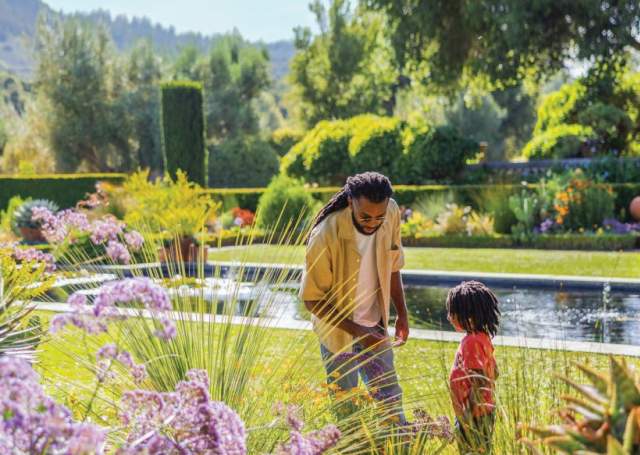 SFP Magazine 2026 Cover Image. Man and child exploring Filoli Historic House and Garden.