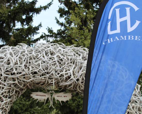 jackson hole chamber flag and antler arch