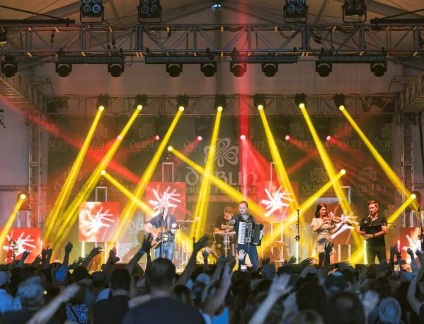 Gaelic Storm performing on the Celtic Rock Stage at the Dublin Irish Festival