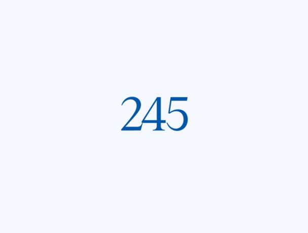 Graphic displaying "245" in dark text against a light background.
