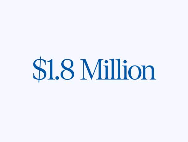 Graphic displaying "$1.8 Million" in dark text against a light background.