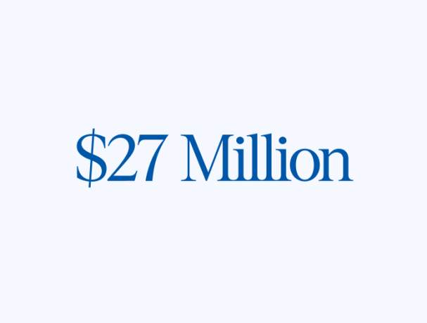 Graphic displaying "$27 Million" in dark text against a light background.