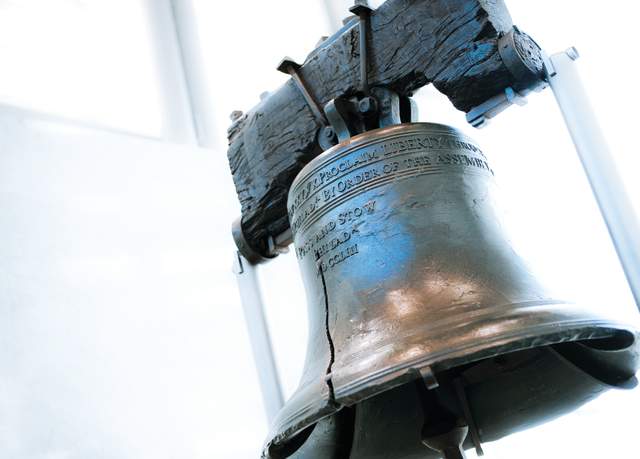 Large steel bell with a crack in the center
