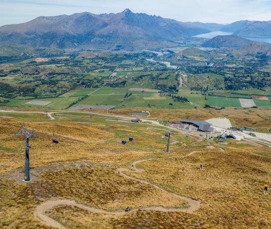 Coronet Peak Bike Park drone shot in summer