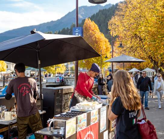 Food Stall at the Queenstown Waterfront in autumn
