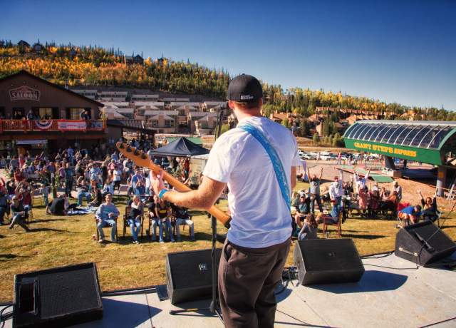Looking out at a crowd from the stage at Rocktober Fest at Brian Head Resort in southern Utah.