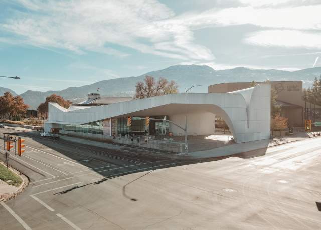 Aerial view of the Southern Utah Museum of Art in downtown Cedar City
