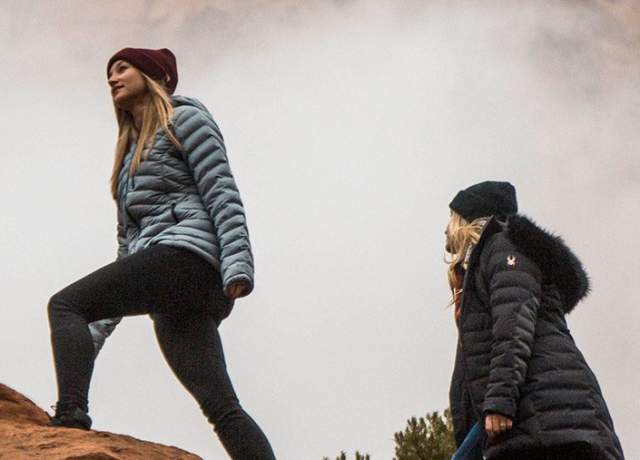 two women hiking