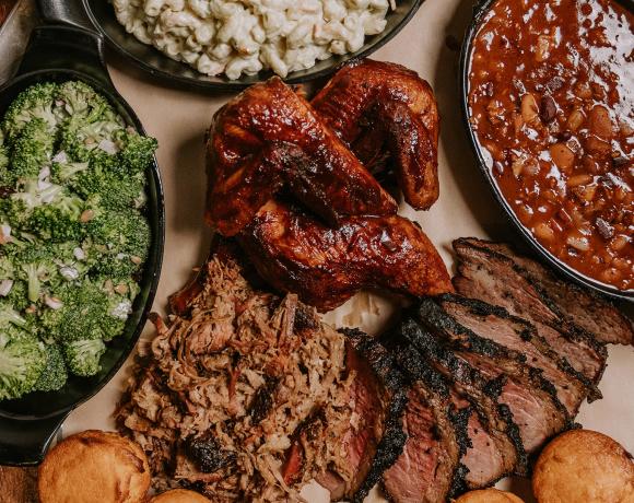 Buckhorn BBQ + Grill food spread