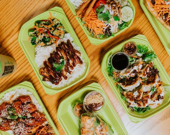 Buddha Bowls and Rolls food spread