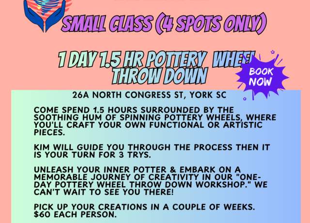 Pottery Wheel Throwdown Small Class only 4 spots