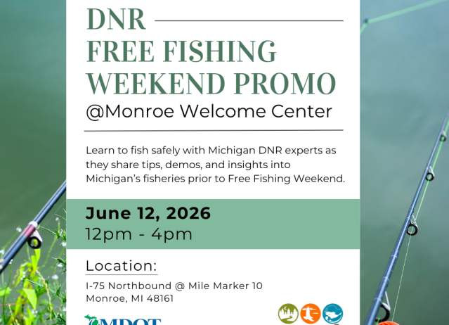 DNR Free Fishing Weekend Promo at Monroe Welcome Center