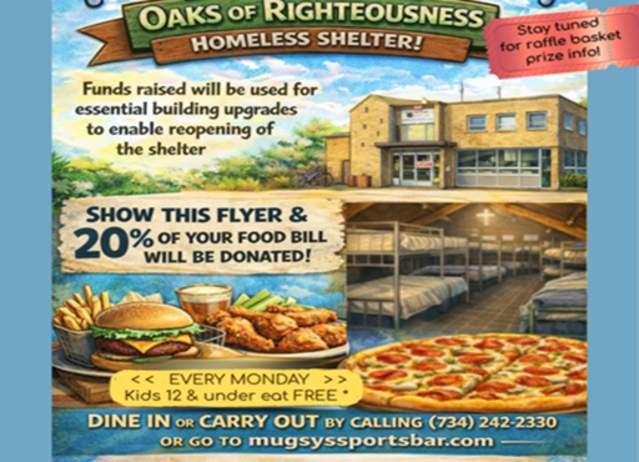 Dine to Donate to Benefit the Oaks Shelter