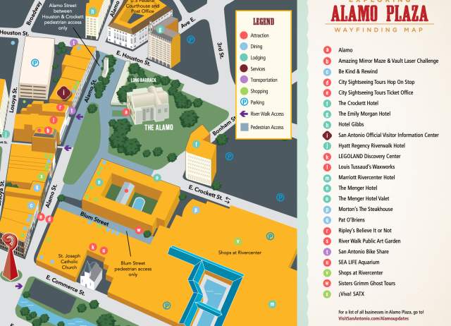 Graphic map of Alamo Plaza