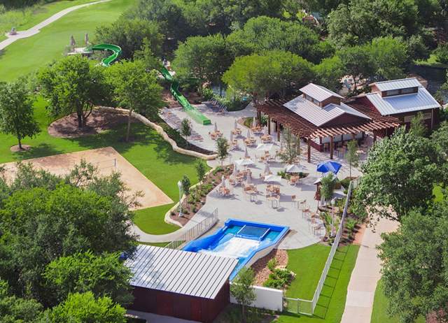 Bird's eye view of hotel resort with pool