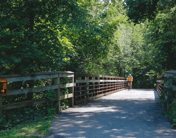 Person biking on the Oak Leaf Trail