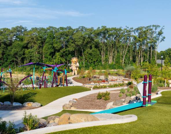 Overview of playground with troll in background