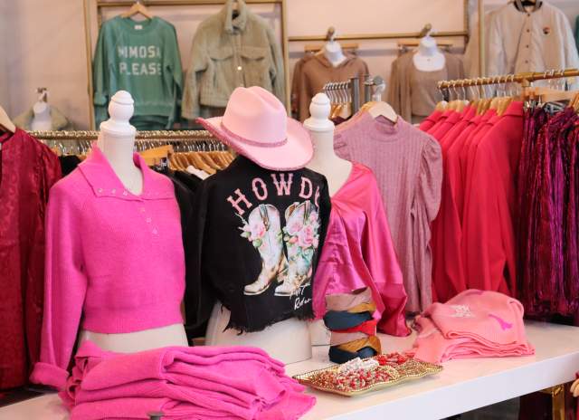 pink clothing in a boutique
