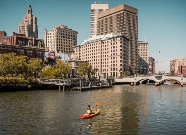 Kayaker On The Water in Providence Rhode Island