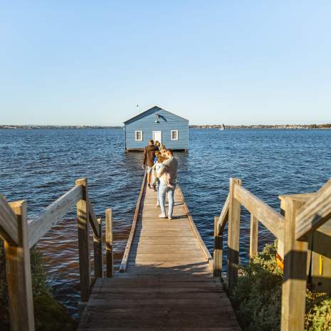 Group at the Blue Boat Shed on the Swan River, Perth City