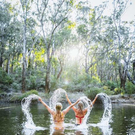 Jumping in water in Dwellingup