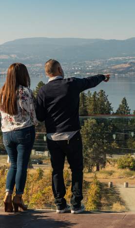 Couple enjoying the view at Summerhill Pyramid Winery 1