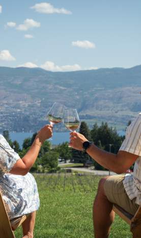 Couple Wine Tasting on Patio at Mt Boucherie Winery 4