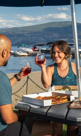 Couple with Wine and Food at Frind Estate Winery Picnic Area