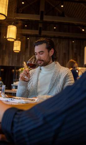 Couple Dining at Home Block Restaurant