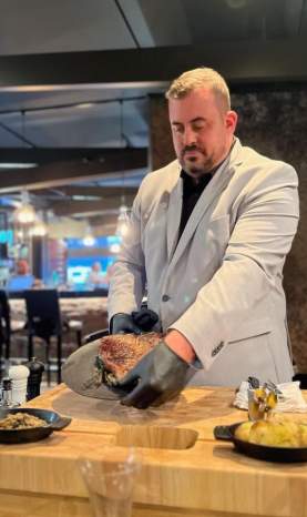 Table side service at Derrick's Steakhouse