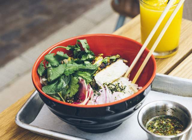 Grilled Malaysian Chicken Rice Bowl from Loro in Austin Texas