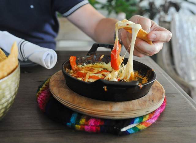 Queso Fundido with House made Tortilla Chips at Grizzeldas restaurant in Austin Texas
