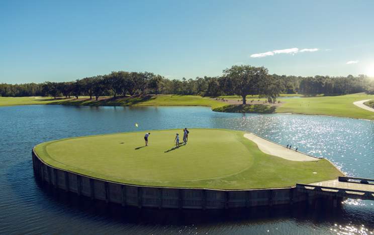Golf island green at Evermore Orlando Resort