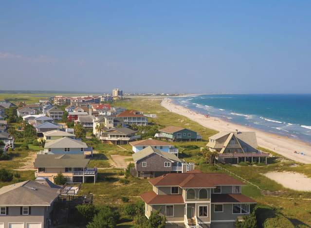 aerial view of beach homes