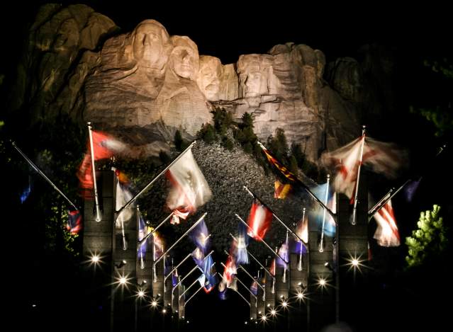 Evening Lighting Ceremony at Mount Rushmore