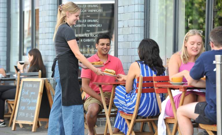 Outdoor dining at My Pastalicious in Cheltenham