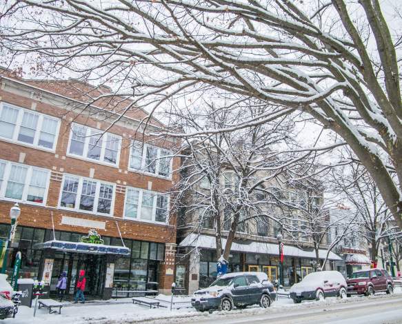 A view of Kirkwood Avenue covered in snow