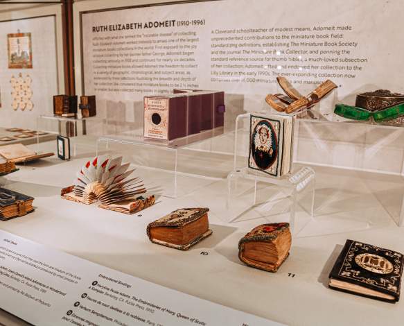 A display of Lilly Library's miniature book collection