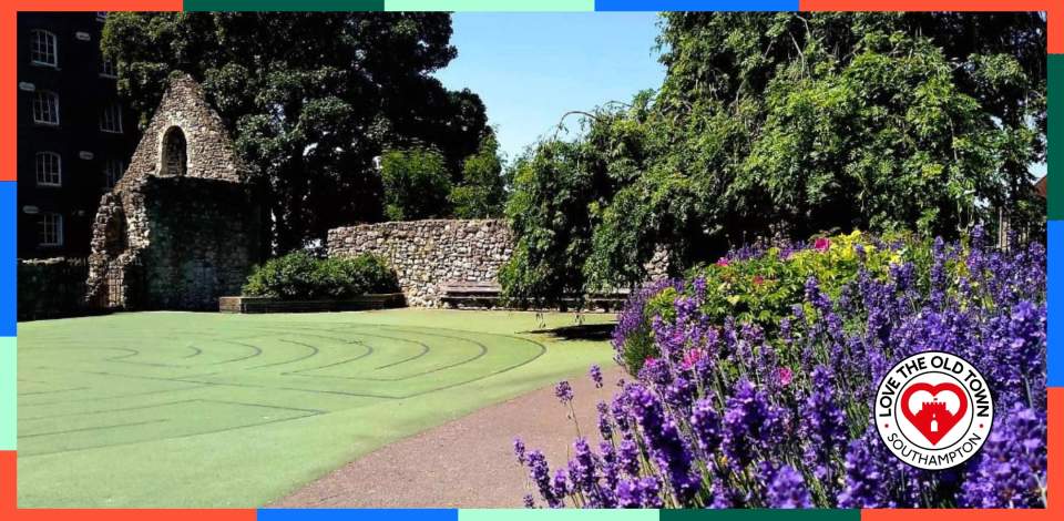 Bright purple lavender bush infront of Town Quay Park