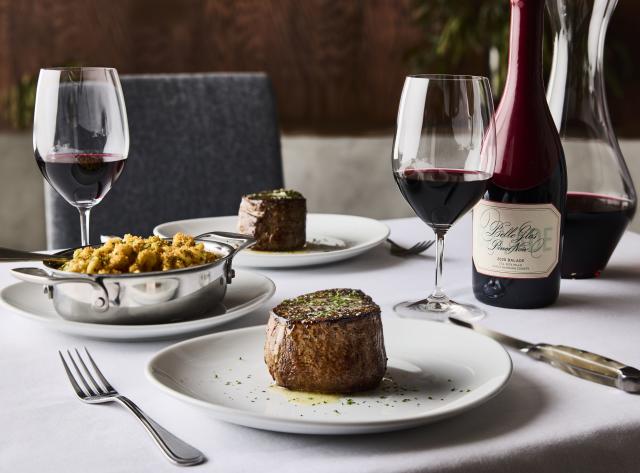 Filet Mignon with Wine Glasses