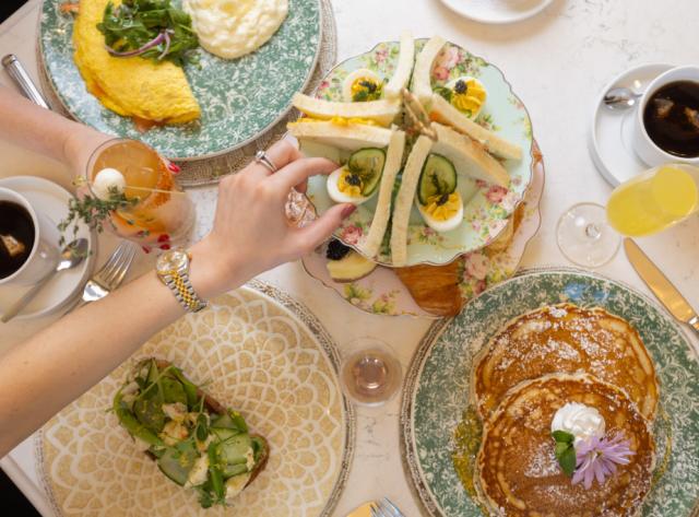 Deviled Eggs, Pancakes, Omlet, and Avocado Toast
