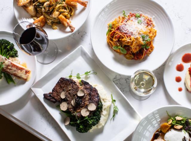 Pasta, Salad, and Steak