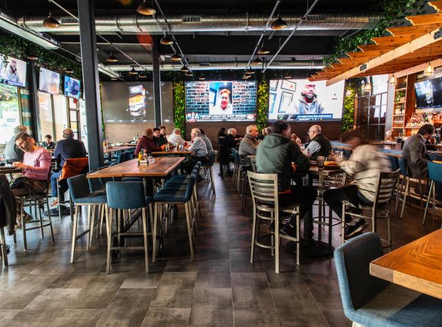 Patio Seating with Guests and Tables