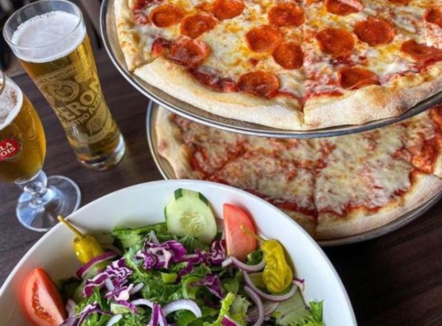 Salad Pizza and Beer
