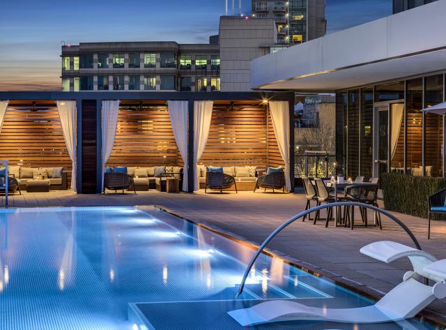 The Westin at The Woodlands Pool Cabanas Night