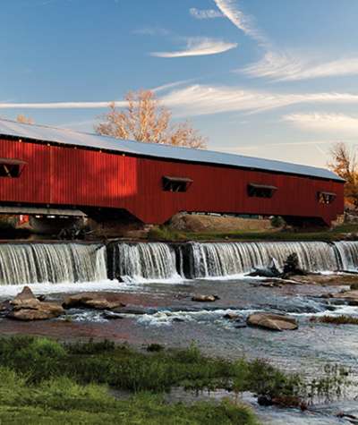 covered bridge and Bridgeton Mill