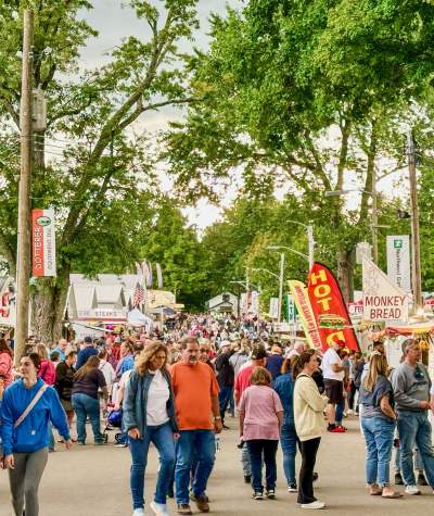 The busy midway at the Centre County Grange Encampment and Fair