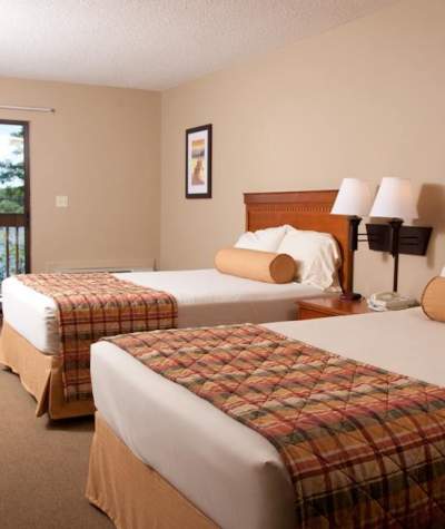 Interior view of the lodge rooms at the Lake Raystown Resort